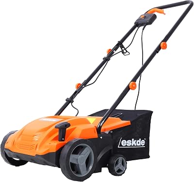 eSkde Electric Scarifier and Lawn Aerator with 4 Height Settings and 35L Bag