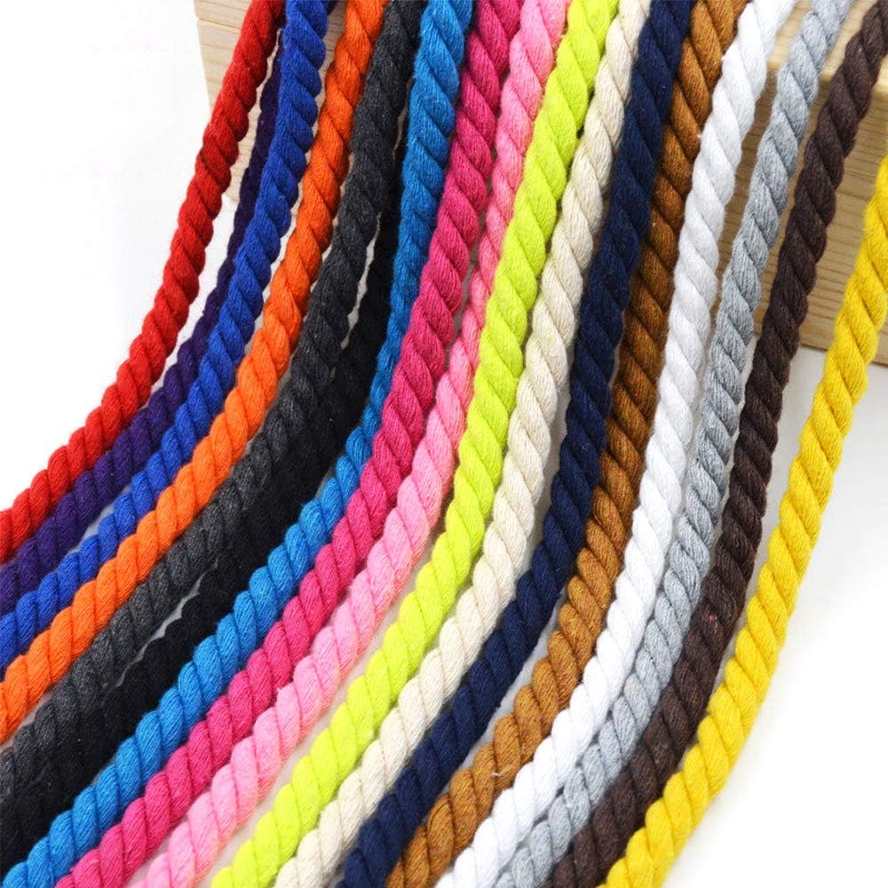 Natural Twisted Cotton Rope Soft Triple-Strand Twisted Cotton Rope for Sports,Decor,Pet Toy, Crafts&Indoor Outdoor Use Dia1/8'',1/6'',1/5'',1/4'',3/8'',2/5'',1/2'',3/5'',4/5''and25/50/100ft and 150ft