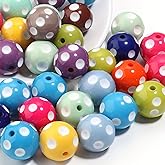 HSKIVWY 30PCS 20MM Bubblegum Beads for Pens, Mixed Color Polka Dot Disco Ball Chunky Large Acrylic Round Beads for Bag Focal Beadable Pen Keychain Making Jewelry Bracelet Making DIY Crafts