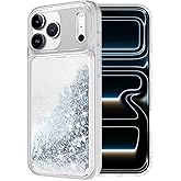 WORLDMOM for iPhone 17 Pro Max Case, Bling Flowing Liquid Floating Sparkle Colorful Glitter Waterfall TPU Protective Phone Case 6.9",Silver