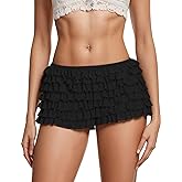 BLUEAGLE Women's Lace Ruffle Shorts Bloomer Shorts Low Rise Cute Sexy Y2k Mini Micro Short