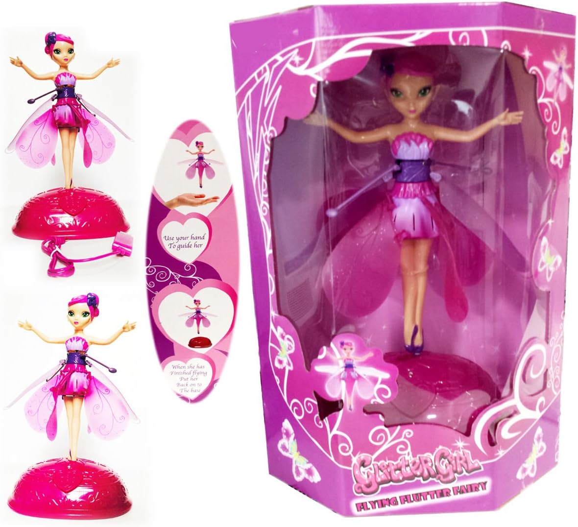 NEW FLYING FLUTTERING FAIRY GIRLS TOY KIDS DOLL PINK WINGS MAGICAL XMAS GIFT