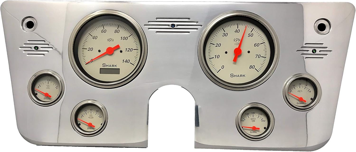 1967 1968 1969 1970 1971 1972 Chevy Truck (6) Gauge 5" Dash Cluster Panel Set Programmable Shark