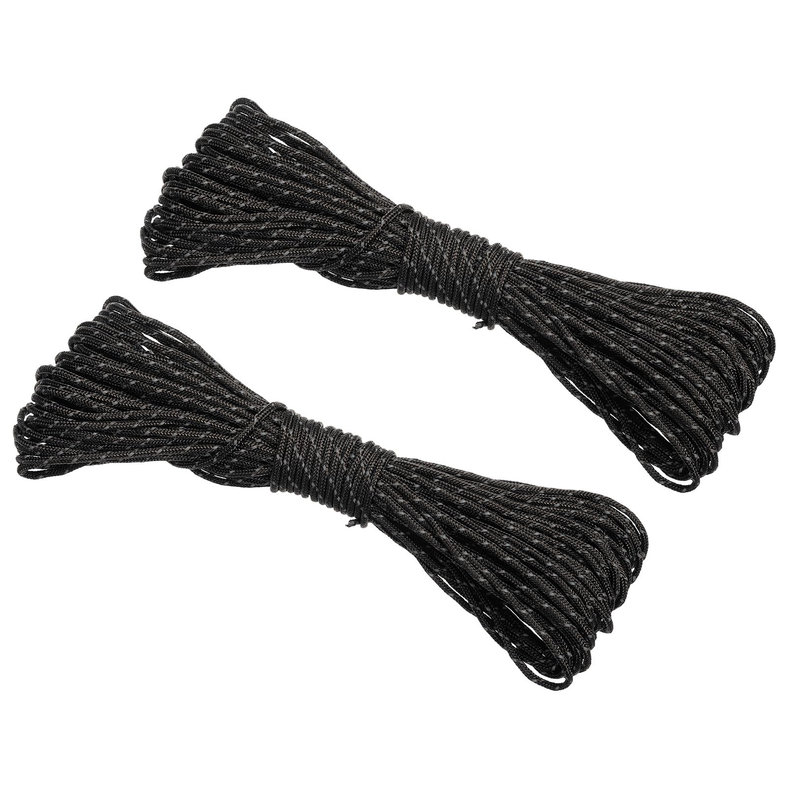 PATIKIL 65 Feet Reflective Guyline Camping Paracord, 2Pcs 2mm Tent Cord Guyline Rope Nylon Paracord Rope for Camping Tent Tarp Hiking, Black (20M)