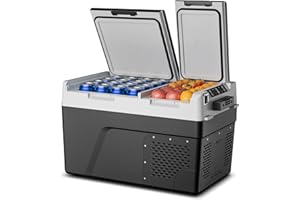 Feelfunn 12 Volt Refrigerator Car Fridge - 40QT(38L) Dual Zone Electric Cooler, Car Refrigerator -4℉~68℉, Portable Refrigerator 12/24V DC 100-240V AC, Portable Freezer for Travel Camping RV Home