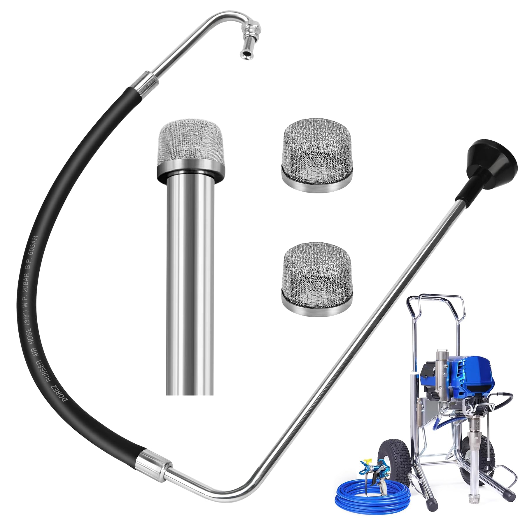 Photo 1 of 2025 New Stainless Steel Suction Hose and Reflux Line Sets,Complimentary 2 Filter,Compatible With Graco 695 795 3900 1095 1595 5900 7900 Airless Spraying Machine,Airless Paint Sprayer Accessories