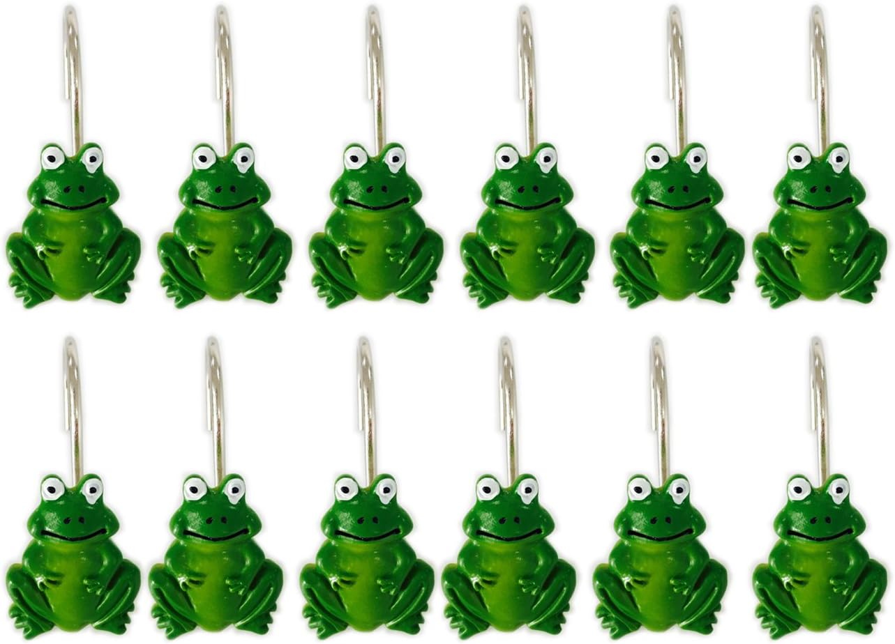 YING CHIC YYC Set of 12 Resin Frog Shower Curtain Hooks Cartoon Bath Room Hooks Bathroom Decor