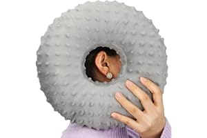 Heal n Hope Ear Piercing Pillow for Side Sleeping, CHN Pillow with Hole for Side Sleepers Ear Pain Inflammation Pressure Sores O-Shaped Donut Guard Minky Dot Gray