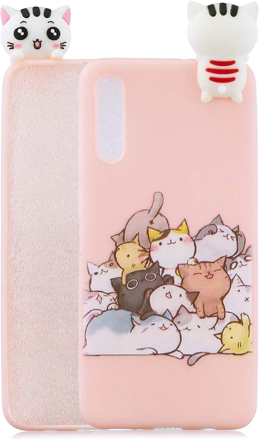Galaxy A50 Case, Tznzxm Funny 3D Cartoon Animals Character Shockproof Full Protective Lovely Soft Silicone Rubber Anti-Scratch Non-Slip Phone Back Case Cover for Samsung Galaxy A50 Cat