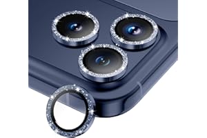 Wumigoo Camera Lens Protector for iPhone 17 Pro Max/17 Pro/16 Pro Max/16 Pro/15 Pro Max/15 Pro/14 Pro Max/14 Pro,Tempered Glass Metal Individual Camera Cover[Anti-drop]Case Friendly- Glitter Deep Blue