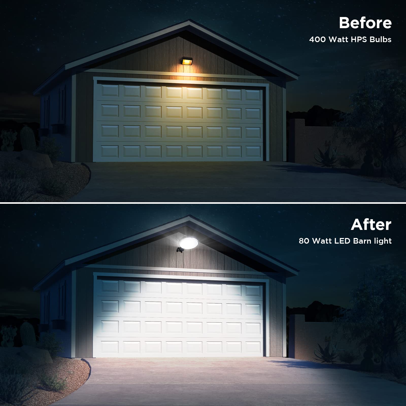 Deerdance 80W LED Barn Light – Dusk To Dawn Outdoor Security Light, 10000LM 5000K Daylight, IP65 Waterproof, 2-Pack, For Yard, Garage & Farmhouse