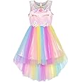 Sunny Fashion Flower Girls Dress Unicorn Rainbow Pageant Princess Party
