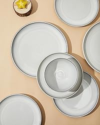 Pokini 16 Piece Double Bowl Dinnerware Sets with