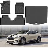 All Weather Floor Mats Cargo Liner for Ford Mustang Mach E 2021-2025 (NOT for Ford Mustang), TPE Rubber Floor Liners Anti-Slip Full Set Automotive Mats for 2025 Mustang Mach E Accessories