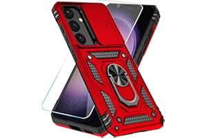SunStory Phone Case for Samsung Galaxy for S24 Plus / S25 Plus Case with HD Screen Protector & Kickstand & Slide Camera Cover,Phone Case for S24 Plus / S25 Plus 6.7", Red