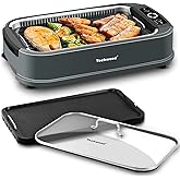 Techwood Indoor Grill Smokeless Grill, 1500W Indoor Korean BBQ Electric Tabletop Grill with Tempered Glass Lid, Removable Gri