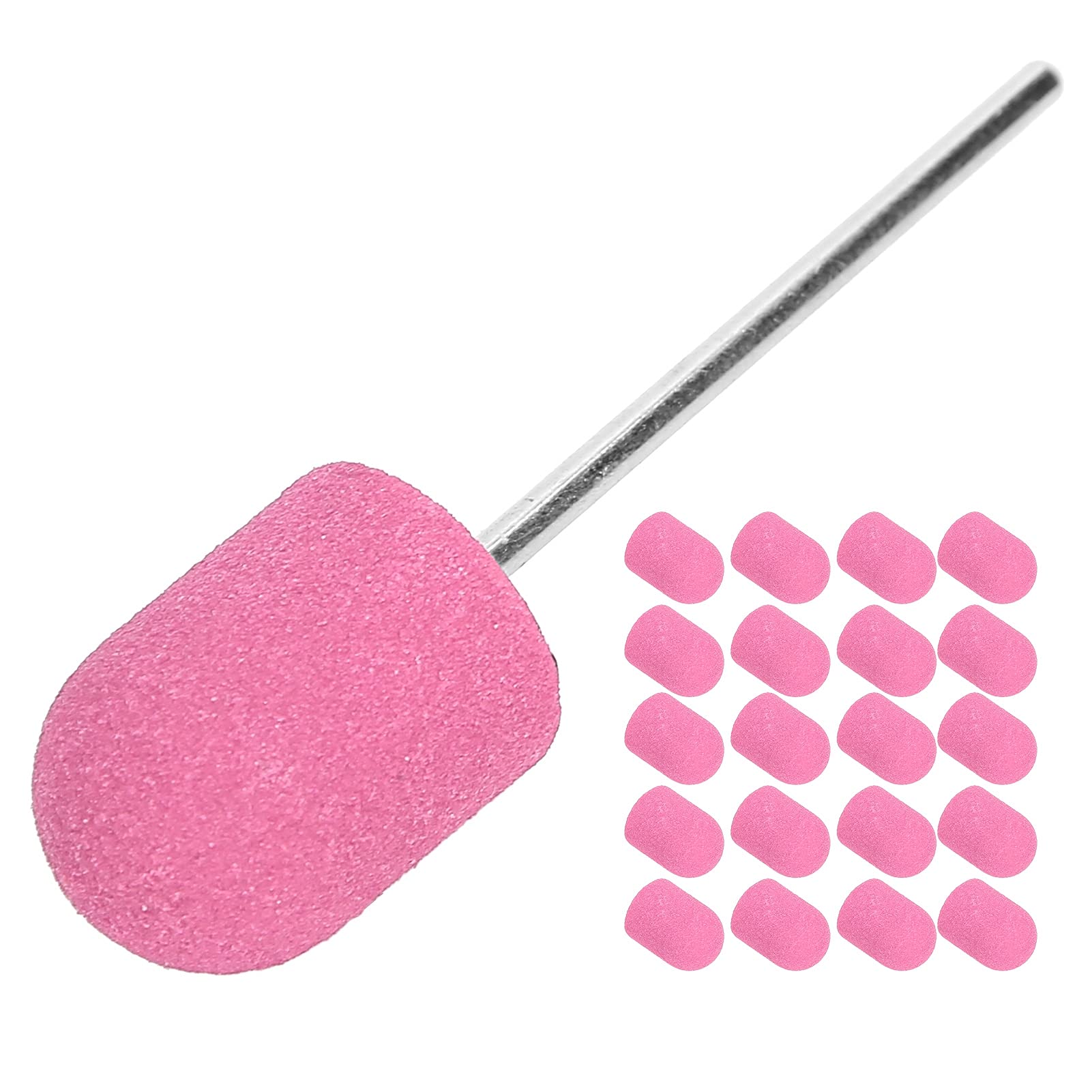 Nail Art Sanding Cap, Nail Drill Bit Block Sanding Cap, Polishing Head Grinding Sanding Bands Set Polisher Sand Manicure Pedicure Tool(10 x 15mm)(Pink)