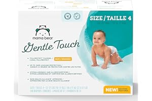 Amazon Brand - Mama Bear Gentle Touch Diapers, Size 4, 148 Count (4 packs of 37)