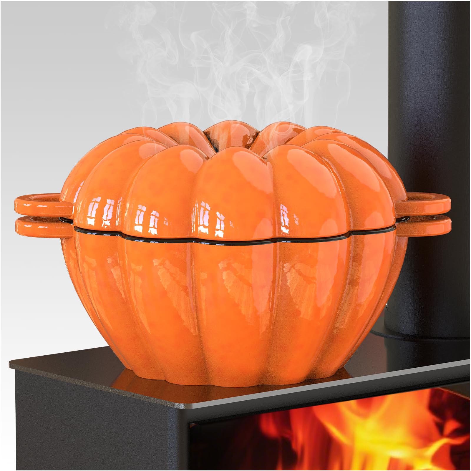 Photo 1 of Wood Stove Steamer, Cast Iron Fireplace Humidifier, 2.4 Quart Capacity, Pumpkin Wood Stove and Fireplace Accessories for Decoration and Gifts