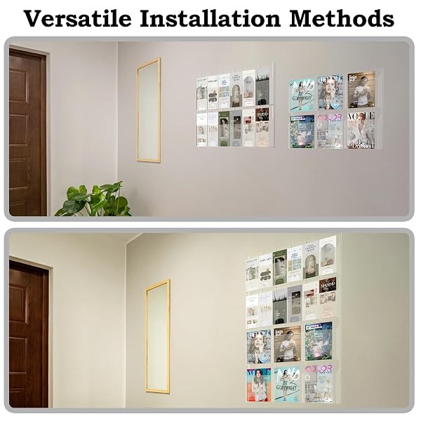 ACRYLIC BROCHURE PAMPHLET HOLDER, 6 MAGAZINE HOLDERS AND 12 PAMPHLET HOLDERS, CLEAR BROCHURE DISPLAY HOLDER WALL MOUNT, TRIFOLD FLYER RACK, LITERATURE STORAGE RACK FOR HOME, OFFICES, WAITING ROOM