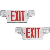 TANLUX Red Exit Sign With Emergency Lights, LED Light With Battery Backup, UL Listed, AC 120/277V, Commercial Combo for Business - 2 Pack