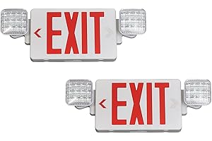 GZRUIYANG Exit Sign with Emergency Lights Red, LED Emergency Exit Light with Battery Backup, UL 924 Certified, AC 120/277V, Commercial Emergency Lights Combo for Business - 2 Pack