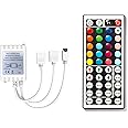 DAYBETTER Led Lights 2 Ports 44 Key Remote Control, Dimmer for Strip, 4 Pin Output Remote Controller for Led Strips 12 24V DC Tape Light (Without Power Adapter)