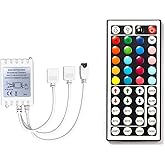 DAYBETTER Led Lights 2 Ports 44 Key Remote Control, Dimmer for Strip, 4 Pin Output Remote Controller for Led Strips 12 24V DC Tape Light (Without Power Adapter)