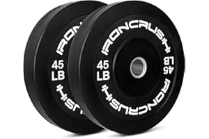 Iron Crush Olympic Bumper Plates Set - Virgin Rubber Weights for Strength Training - Fits 2" Barbells - Sold in Pairs