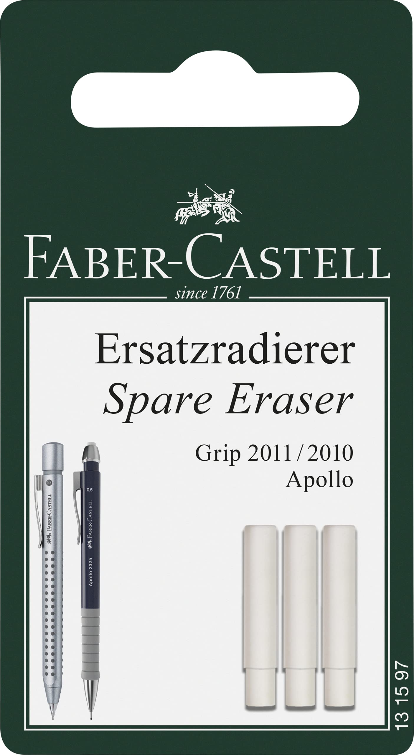 Faber-Castell 131597 Replacement Eraser for Grip 2011 Mechanical Pencil (Pack of 3)