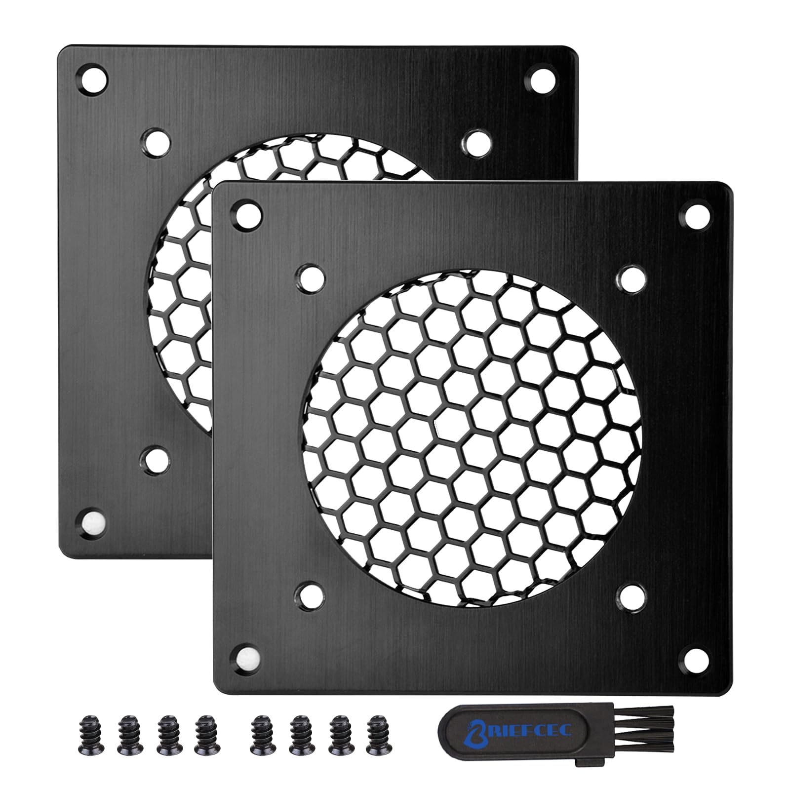BRIEFCEC Ventilation Grille 80MM fan cover Mesh for PC Computer AV Electronic Cabinet, Also Includes Accessories for Installing 80mm Fan (2 Set)
