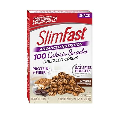 SlimFast Advanced Nutrition 100 Calorie Snacks, Drizzled Crisps, S'mores, 1 oz. Bag (Pack of 5)