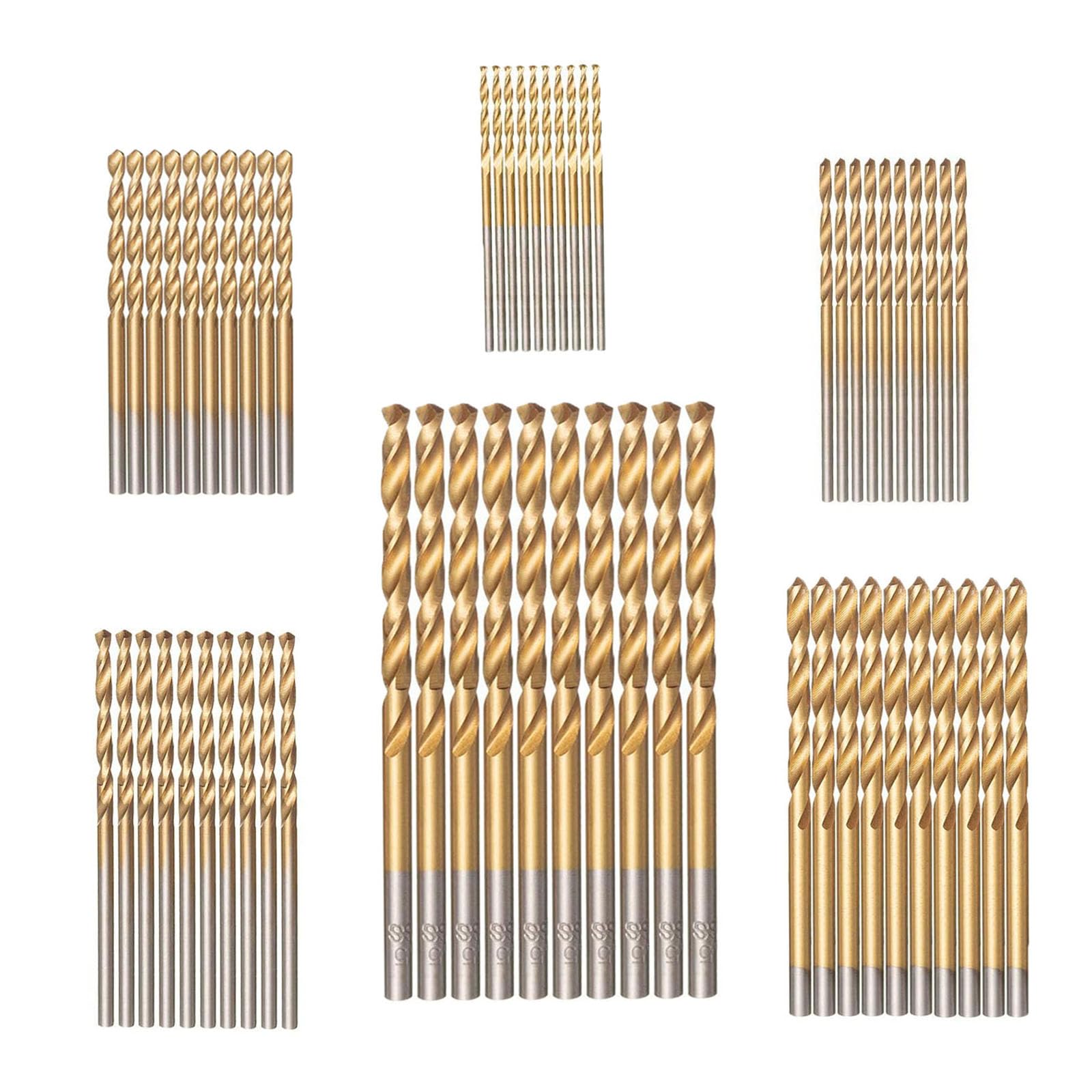 60 Pcs Drill Bits Mixed Multi Set, Twist Drill Bit Set Titanium Coated 1/1.5/2/2.5/3/3.2mm High Speed Steel Tools for Wood, Aluminum Brick and Concrete