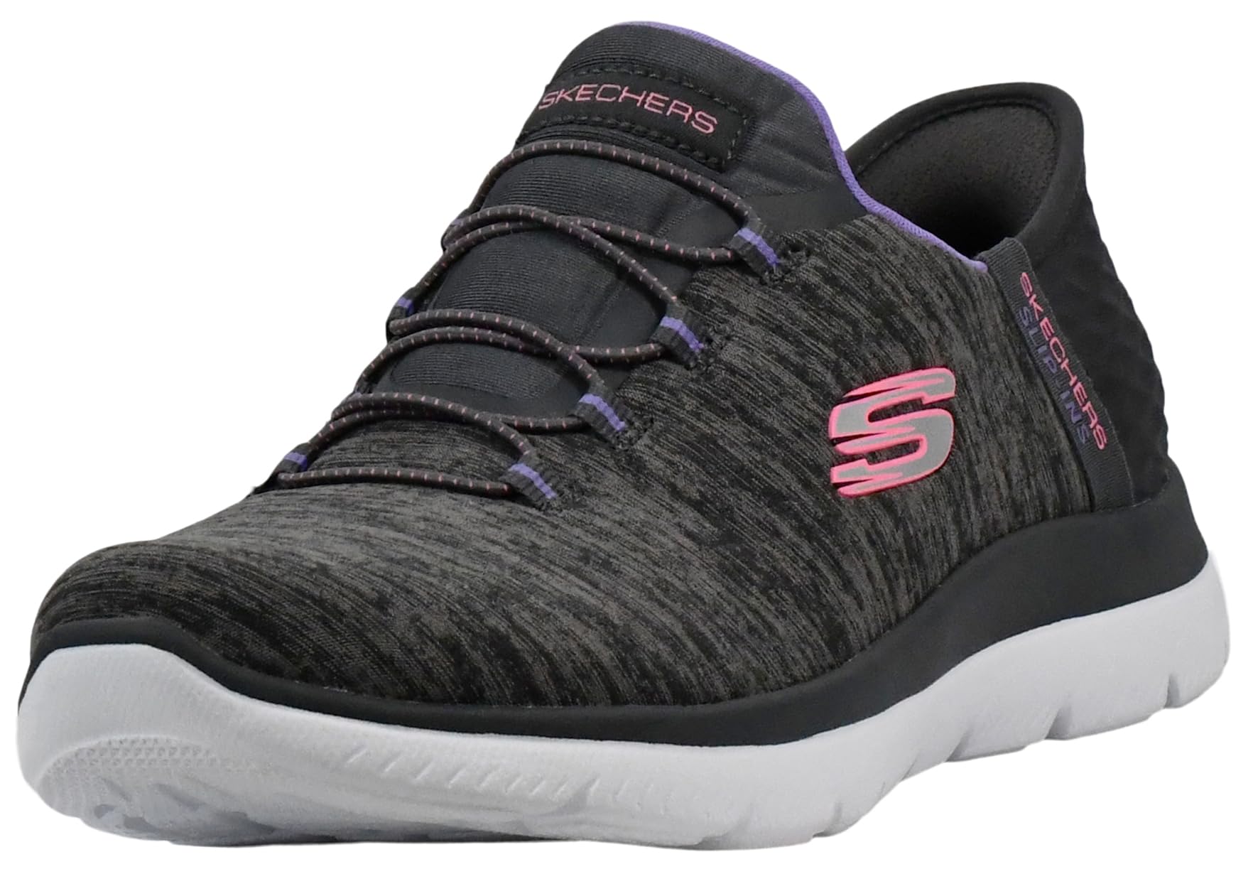 Skechers Women's Hands Free Slip-Ins Summits Dazzling Haze Sneaker, Charcoal/Purple, 6 M US Image
