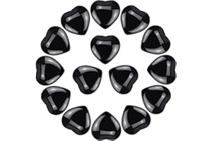 Marrywindix 15 Packs 0.8 Inch Healing Crystal Natural Black Obsidian Heart Love Carved Palm Worry Stone Chakra Reiki Balancin