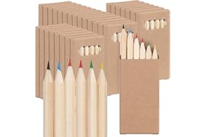 Ctosree 24 Packs Mini Colored Pencils Bulk 3.5 Inch Coloring Drawing Pencil in Kraft Boxes Goodie Bags Gift for Kids Adult Classroom School Office Painting Christmas Birthday Party Favor, 6 Per Pack