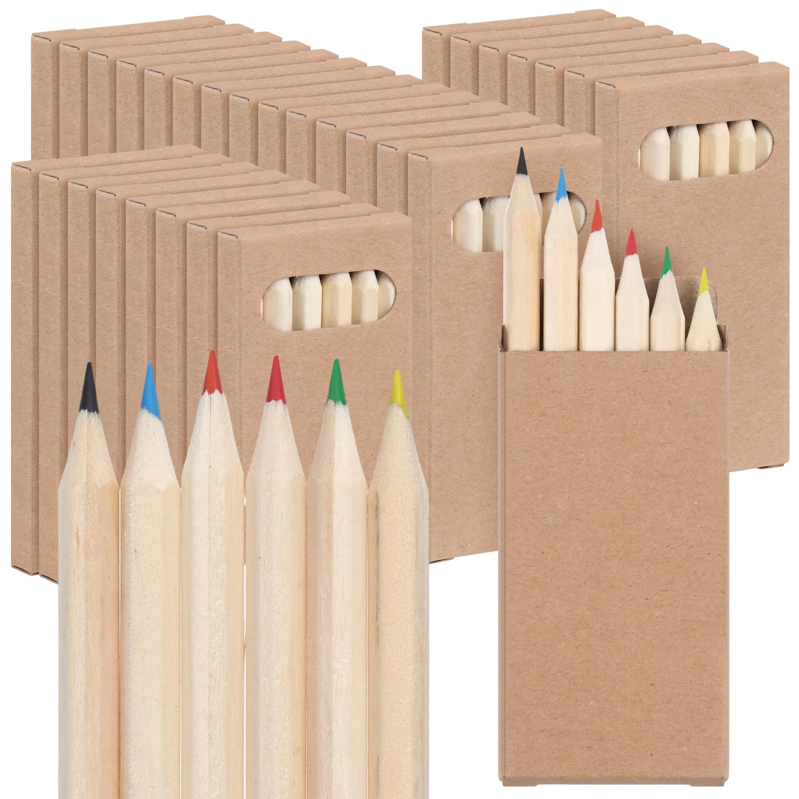 Photo 1 of Ctosree 24 Packs Mini Colored Pencils Bulk 3.5 Inch Coloring Drawing Pencil in Kraft Boxes Goodie Bags Gifts for Kids Adult Classroom Back to School Office Painting Birthday Party Favors, 6 Per Pack