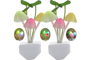 ZEZHOU 2 Pack Sensor LED Night Lights, Color Changing Plug-in Led Mushroom Dream Bed Lamp for Kids Children Adults, Dusk to Dawn Sensor Auto On/Off, Funny Wall Decor Gifts for Nursery Baby Bed Flower Lamp