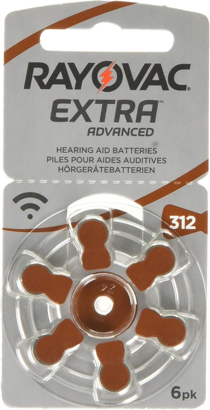 Rayovac Extra Advanced Size 312 Brown Tab Hearing Aid Batteries Pack of 60