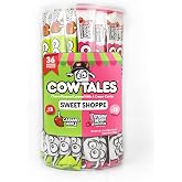 Goetze's Candy Sweet Shoppe Cow Tales Mix, 2.25 lb 36ct Canister | Strawberry Smoothie and Caramel Apple, Delicious Treats Fresh from the Factory