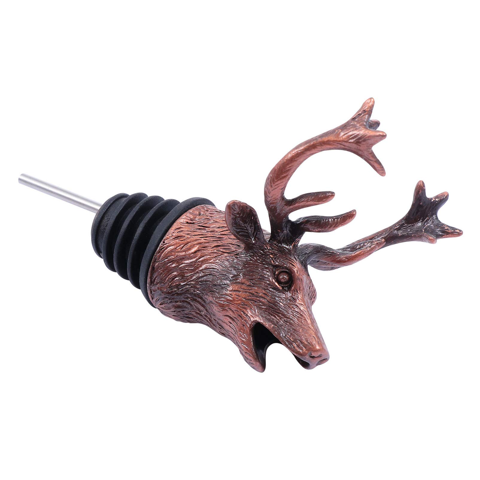 Amosfun Christmas Deer Head Wine Pourer Christmas Animal Deer Aerator Vintage Wine Decanter Stopper Christmas Gifts (Bronze)