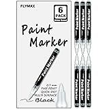 FLYMAX Black Paint Pen, 6 Pack 0.7mm Acrylic Black