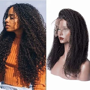 Amazon Co Jp 美しい10aレースフロント人間の髪の毛のかつらブラジルバージンヘア変態カーリーウェーブ130 密度レースフロントウィッグの髪を持つ黒人女性 Sports