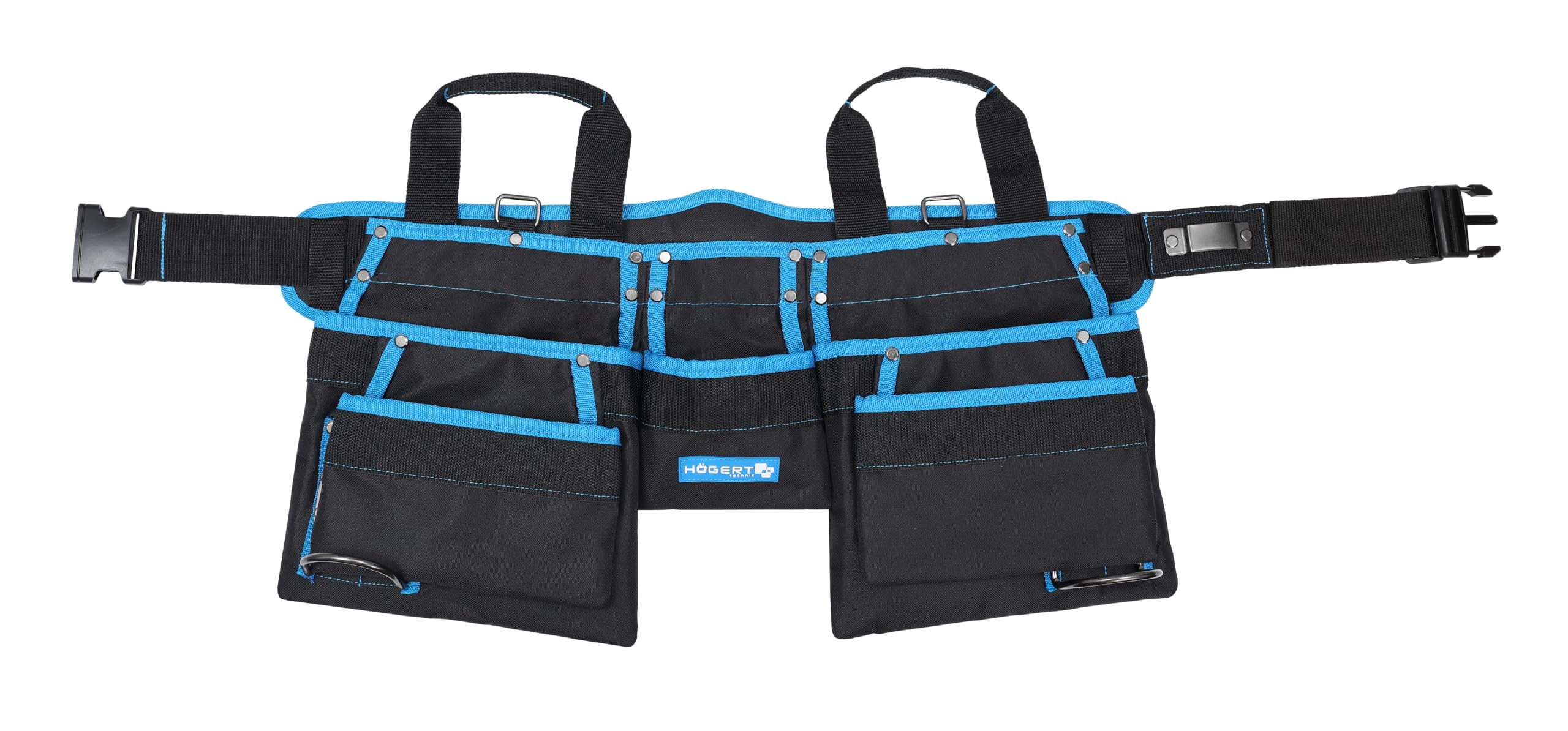 HÖGERT TECHNIK - Tool Belt with 11 Pockets, 600D Polyester, Black