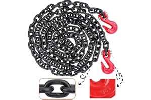 Lechansen G80 Transport Binder Chain 1/4 Inch x 10 Feet, Equipped with G80 Chain Hook, Grade 80 Tow Chains with Hook, 3,300 lbs Working Load Trailer Safety Chain for Ratchet Binder, Towing