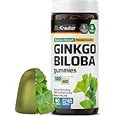 BIO KRAUTER Ginkgo Biloba Gummies - 90 Vegan Chews - Ginkgo Biloba Supplements for Brain Support - 120 mg Standardized Extract - Pectin-Based Formula
