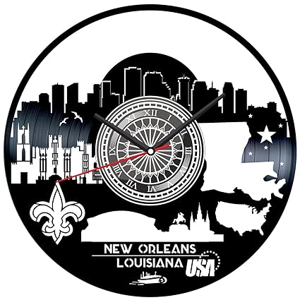Amazon Com New Orleans Louisiana Black Vinyl Clock