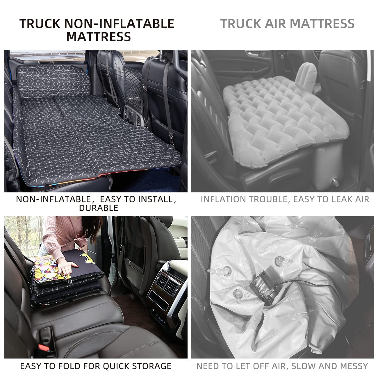 ABE Dog Back Seat Extender for Truck,Truck Dog Seat Cover Back Seat,Non Inflatable Truck Bed Mattress,Dogs Hammock,Pet Seat Covers for F150/RAM1500/Silverado