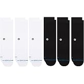 Stance Icon Crew 6-Pack Bundle, White + Black, Cotton Blend and Cushioning Arch Support, Large
