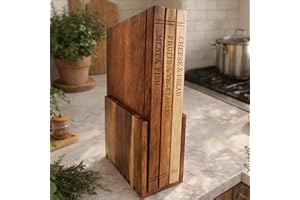 Wood Book Cutting Board Set for Kitchen, 13×10×0.8 in Book Style Wooden Chopping Boards with Stand, Wood Cutting Board Set of